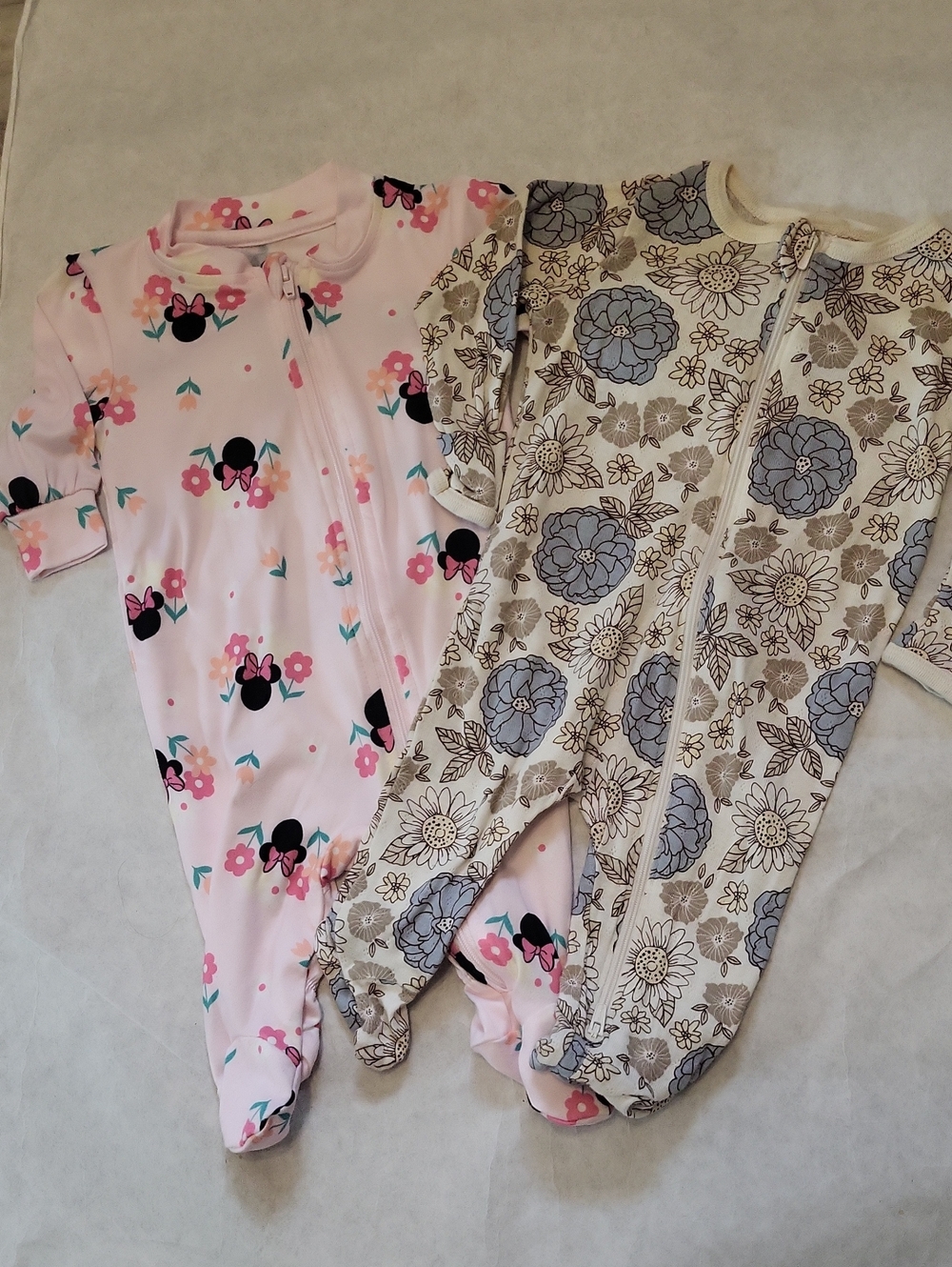 Two zip up footed sleepers/footies